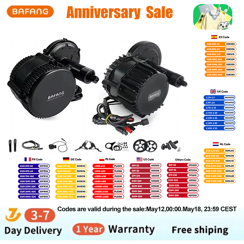 Side Hung Mid Drive Motor Kit - Bafang BBSHD 1000 واط 52 فولت
