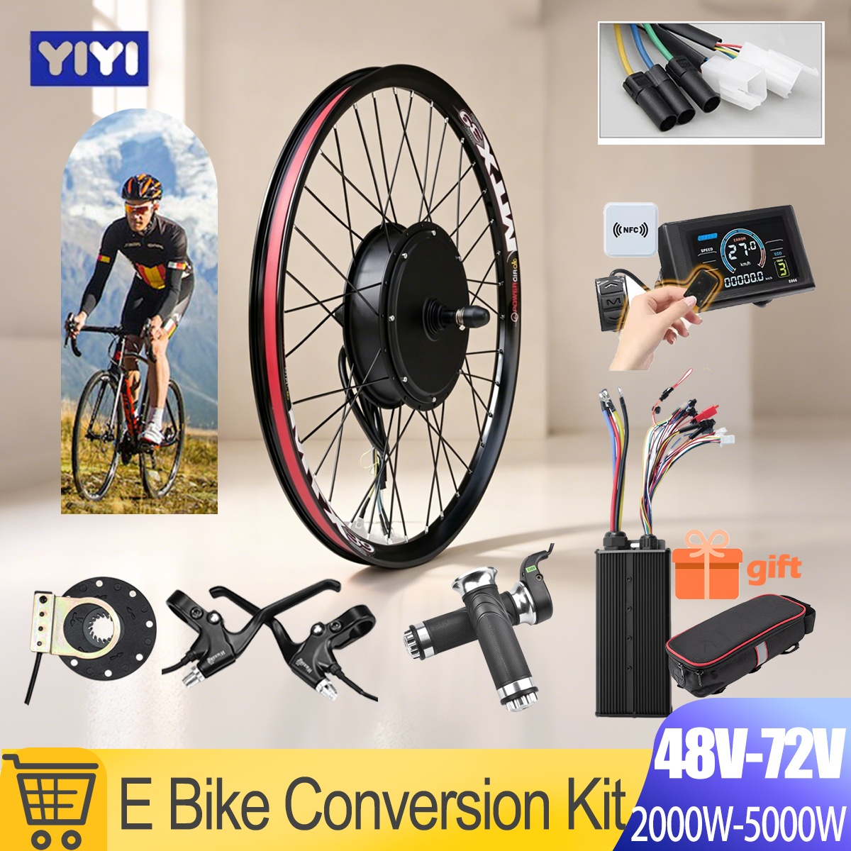 طقم تحويل الدراجة الكهربائية ب - مراجعة Gearless Hub Motor Conversion Kit 2000W With Display وسعره