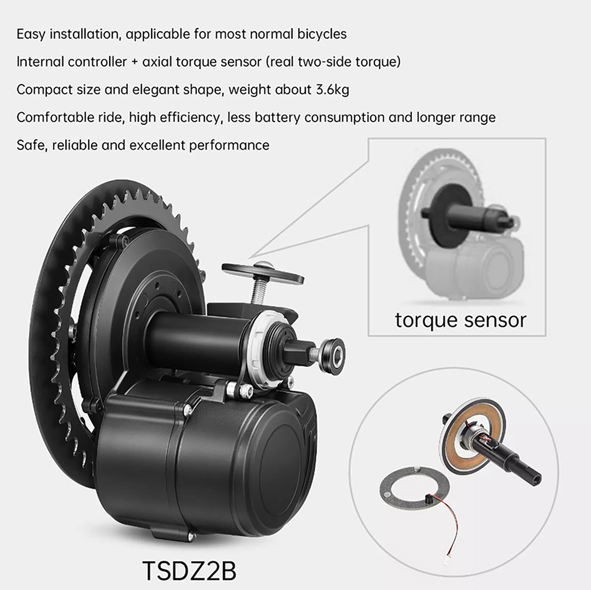 النسخة الجديدة Tongsheng 48 فو - مراجعة Torque Sensor Mid Drive Motor Kit وسعره